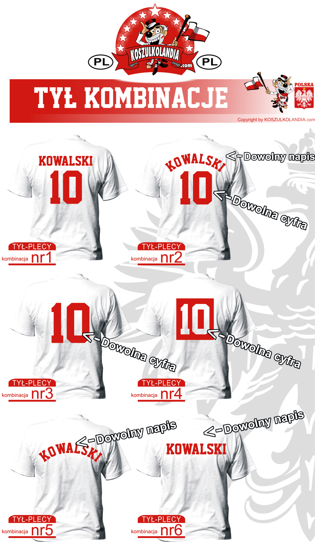 koszulki reprezentacji polski z nadrukiem własnym kombinacje koszulki 