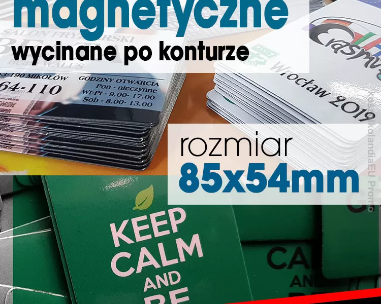 Wizytówki magnetyczne - Magnesy reklamowe wizytówkowe z twoim nadrukiem 85x54mm, zaokrąglone rogi komplet 100 sztuk 