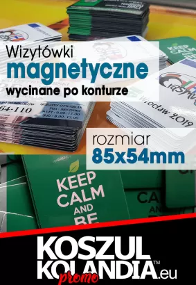 Wizytówki magnetyczne - Magnesy reklamowe wizytówkowe z twoim nadrukiem 85x54mm, zaokrąglone rogi komplet 100 sztuk 