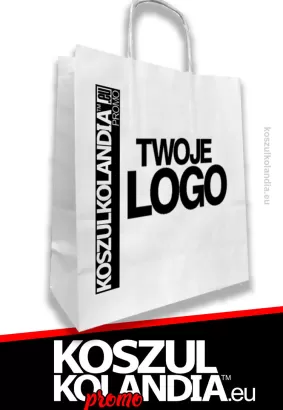 TORBA papierowa skręcana z TWOIM nadrukiem jedno lub wielokolorowym LOGO 24x10x32 cm - 1 sztuka