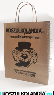 BRĄZOWA TORBA papierowa z nadrukiem jednokolorowym czarnym 24x10x32 cm - 100 szt