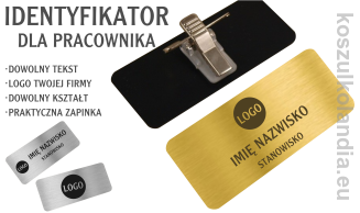 Identyfikator firmowy z logo firmy dla pracownika - dowolny wzór PLAKIETKA GRAWEROWANA 50 sztuk 2