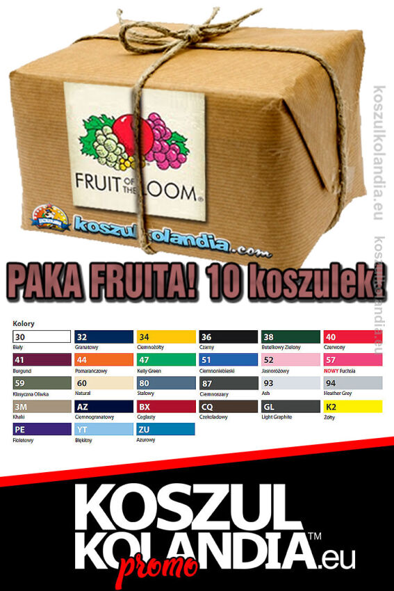 PAKA FRUITA 10 szt. - KOSZULKI krótki rękawek - 165gr  + opcja NADRUK !