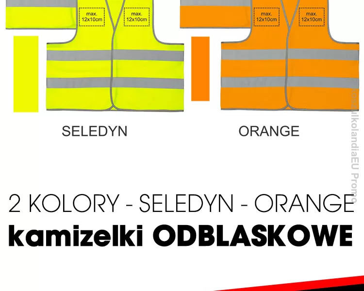 Kamizelka odblaskowa z nadrukiem - dwa kolory Seledyn - Orange - 