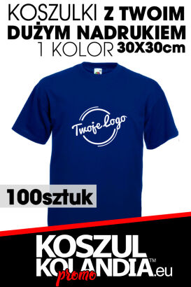 Zestaw 100 koszulek typu t-shirt JHK z dużym własnym logo grafiką