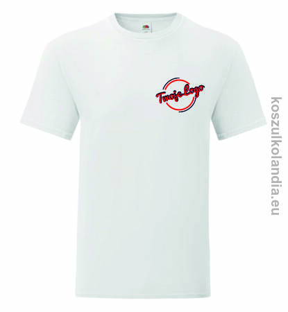 Zestaw 100 BIAŁYCH koszulek typu t-shirt Fruit of the Loom z MAŁYM własnym logo grafiką