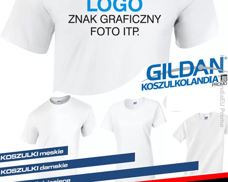 Zestaw 50 koszulek typu t-shirt HIGH PREMIUM Gildan z dużym własnym logo na piersi PROMOCJA