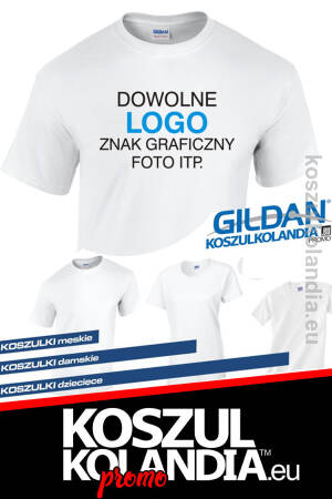 Zestaw 50 koszulek typu t-shirt HIGH PREMIUM Gildan z dużym własnym logo na piersi PROMOCJA