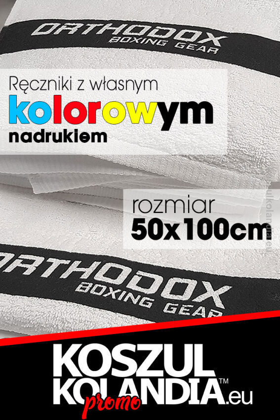 Ręczniki BIAŁE z własnym nadrukiem 50x100cm - Komplet 20 sztuk