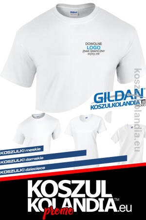 Zestaw 50 koszulek typu t-shirt HIGH PREMIUM Gildan z małym własnym logo na piersi PROMOCJA