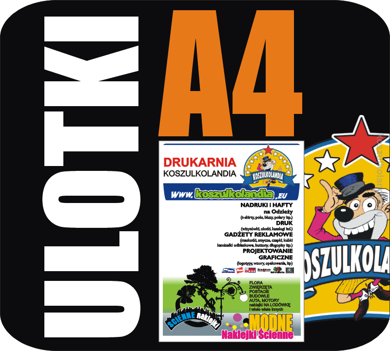 Ulotki A4 (210x297mm) 1000 sztuk Full Color 4x4 Dwustronny druk