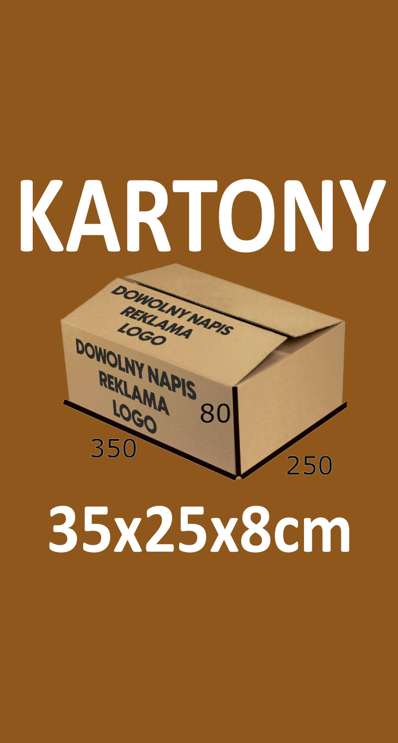 Karton 350x250x80 pudełko klapowe INPOST GABARYT A kartony 35x25x8 z własnym nadrukiem  - ZESTAW 20szt