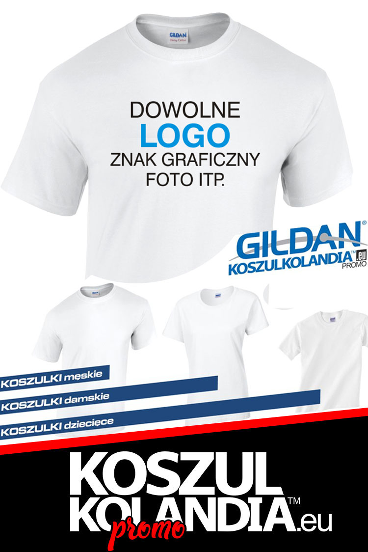 Zestaw 50 koszulek typu t-shirt HIGH PREMIUM Gildan z dużym własnym logo na piersi PROMOCJA