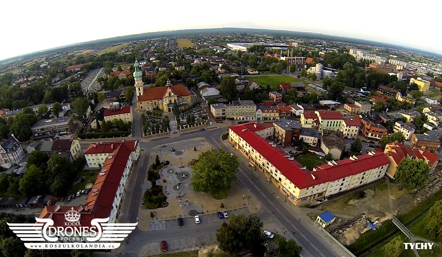 tychy kościół marii magdaleny w tychach z lotu ptaka